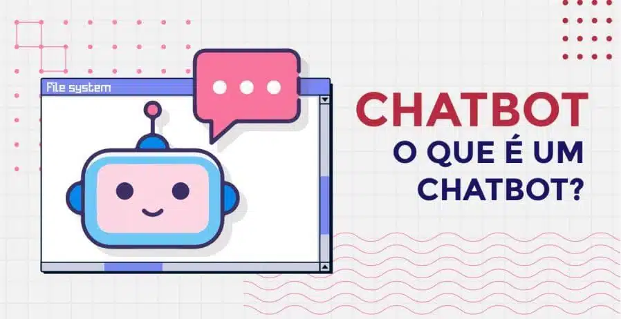 O que é um Chatbot: ilustração de um robô simpático dentro de uma janela de sistema com balão de conversa, representando atendimento automatizado com inteligência artificial.