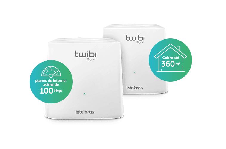 Twibi Giga+ Roteador Intelbras Wi-Fi Mesh para planos acima de 100 mega e cobertura de até 360 m².