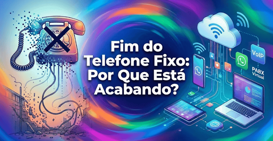 Fim do telefone fixo ilustrado com migração para telefonia em nuvem.