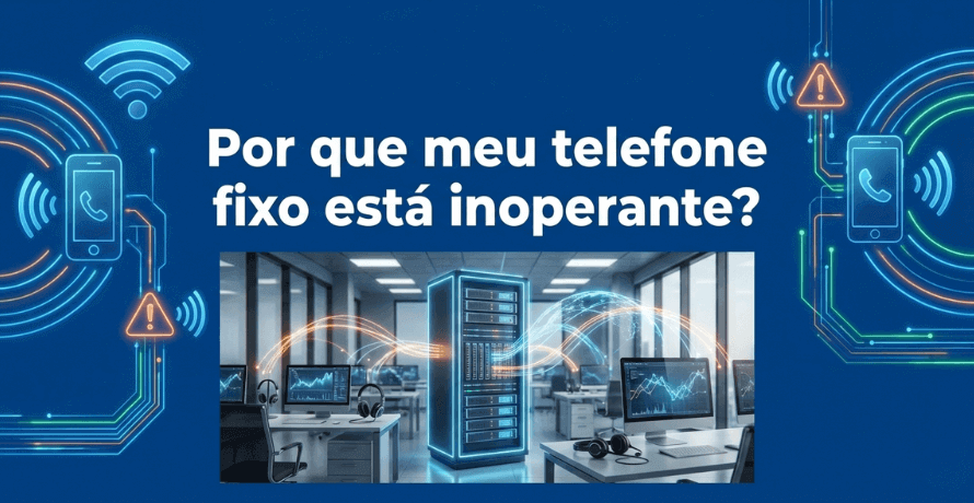 Telefone Fixo Inoperante em ambiente corporativo com estrutura de telefonia falhando no atendimento empresarial.