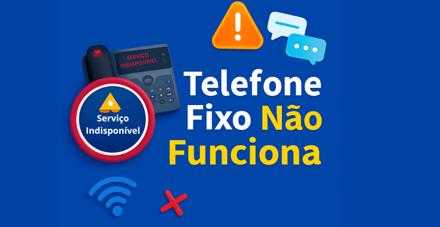 Telefone fixo não funciona com aviso de serviço indisponível em ambiente corporativo.