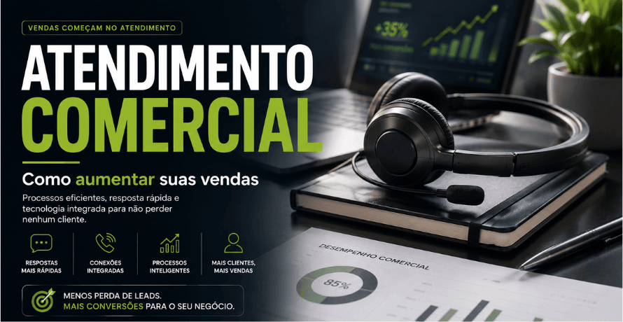 Atendimento Comercial com foco em aumento de vendas e atendimento profissional.