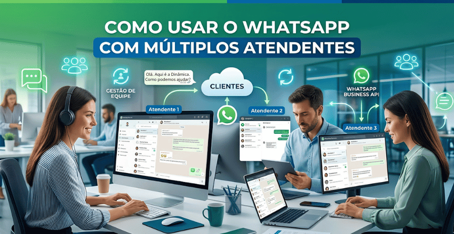 WhatsApp com múltiplos atendentes sendo utilizado por equipe em sistema integrado de atendimento ao cliente
