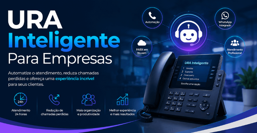 URA Inteligente Para Empresas com atendimento automático, integração com WhatsApp e telefonia em nuvem.