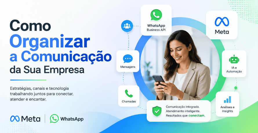 Comunicação Empresarial integrada com WhatsApp, Meta, CRM e inteligência artificial para modernizar o atendimento das empresas.
